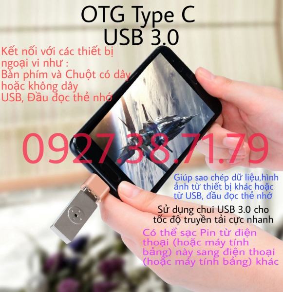 (CÓ SẴN) Cáp OTG USB sang Type-C tốc độ cao 3.0 - Sao chép dữ liệu - Sạc ngược - Kết nối bàn phím và chuột