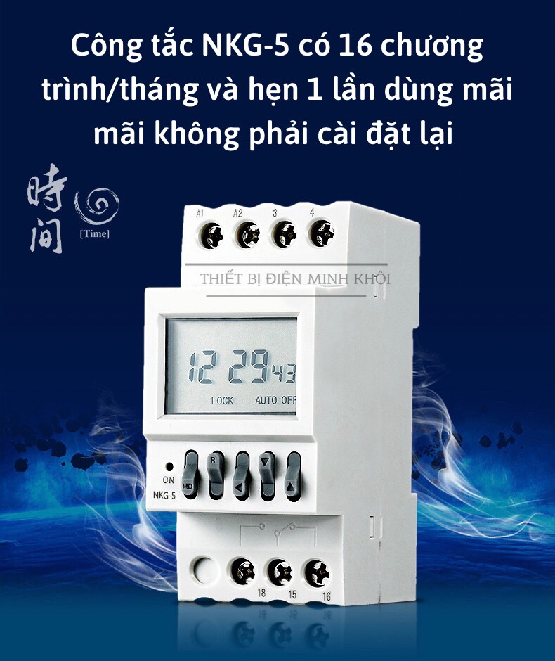 Công Tắc Hẹn Giờ Chu Kỳ Tháng NKG-5,timer hẹn giờ chu kỳ tháng NKG5 ATS, công tắc điện tử, bộ timer chuyển đổi nguồn
