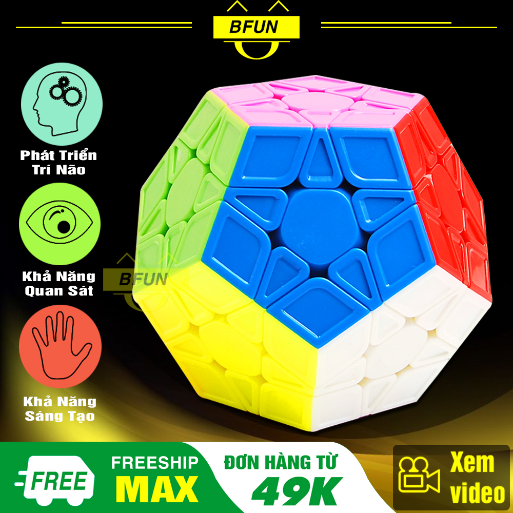 Rubik Biến Thể MEGAMINX 3x3 LOẠI TỐT- Cục Rubik Biến Thể 12 Mặt 12 Màu