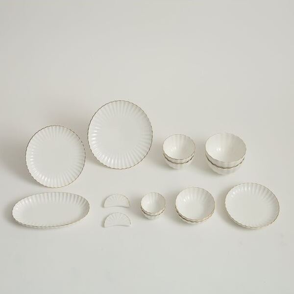 Erato - Bộ bát đĩa sứ Cotton 2 người 14P (Set tân gia) - 에라토 코튼 2인 그릇 홈세트