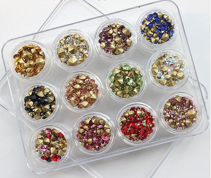 Set 12 ô đá chân nhọn trang trí móng