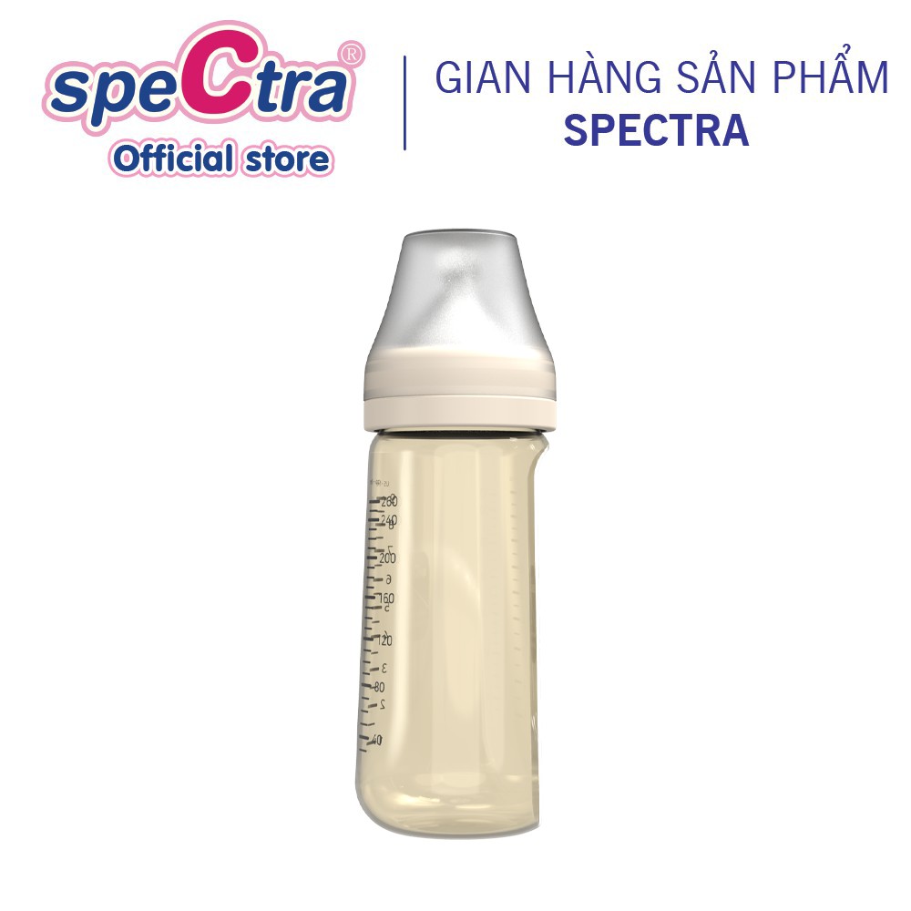 Bình Sữa Cổ Rộng PPSU Spectra - 260ml, Lỗ Khí Kép Chống Đầy Hơi, Hàng Chính Hãng (Size M/ L/ XL)