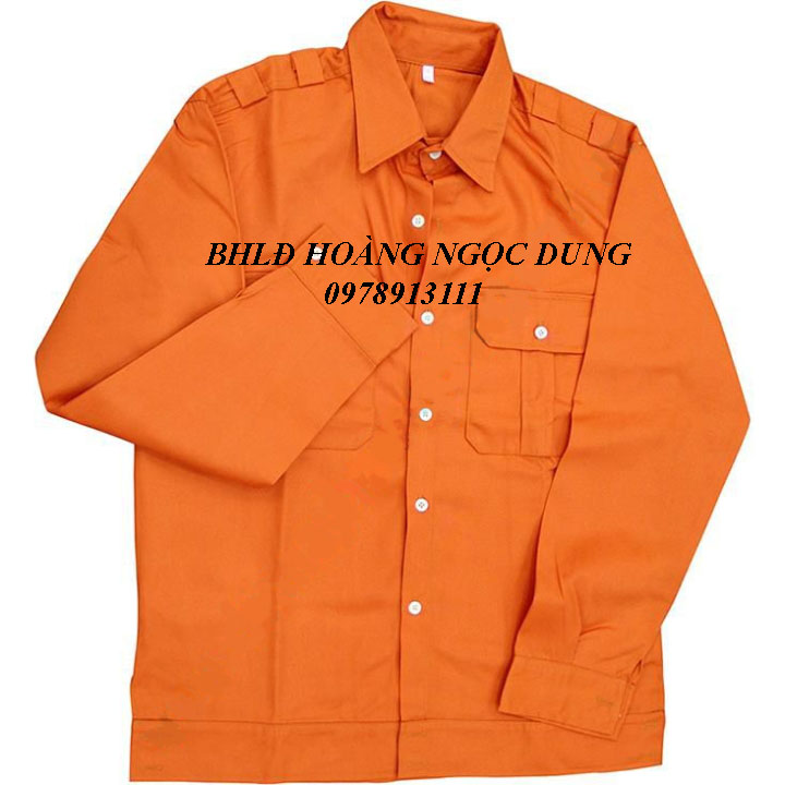 Orange electrician's work safety shirt, labor work shirt. Work wear clothes uniform