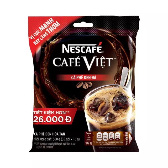 Cà phê hòa tan Nescafe café Việt cà phê đen đá (Túi 35 gói x 16g)