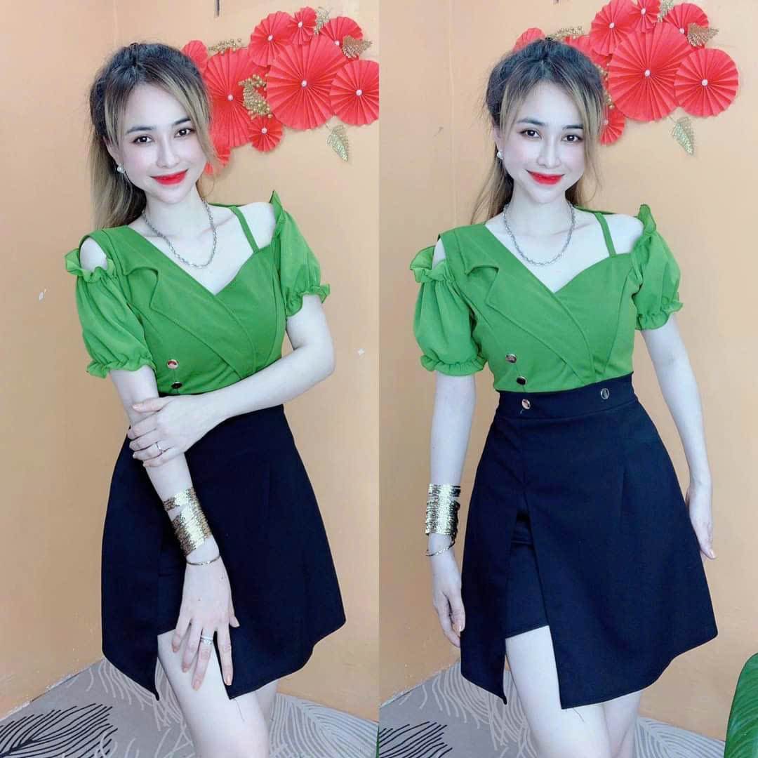 SÉT ĐẦM KÈM QUẦN THUN CÁT HÀN XINH XẮN