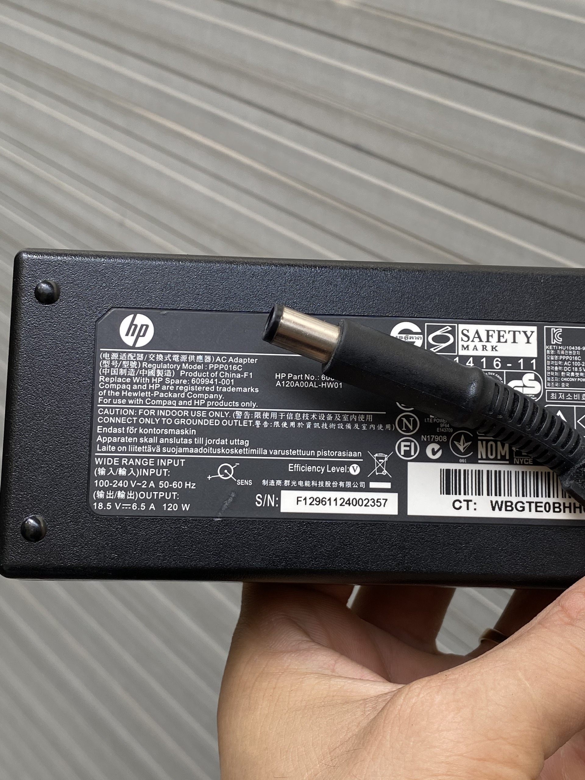 Sạc Laptop HP 18.5V-6.5A 120w zin bóc máy Hp
