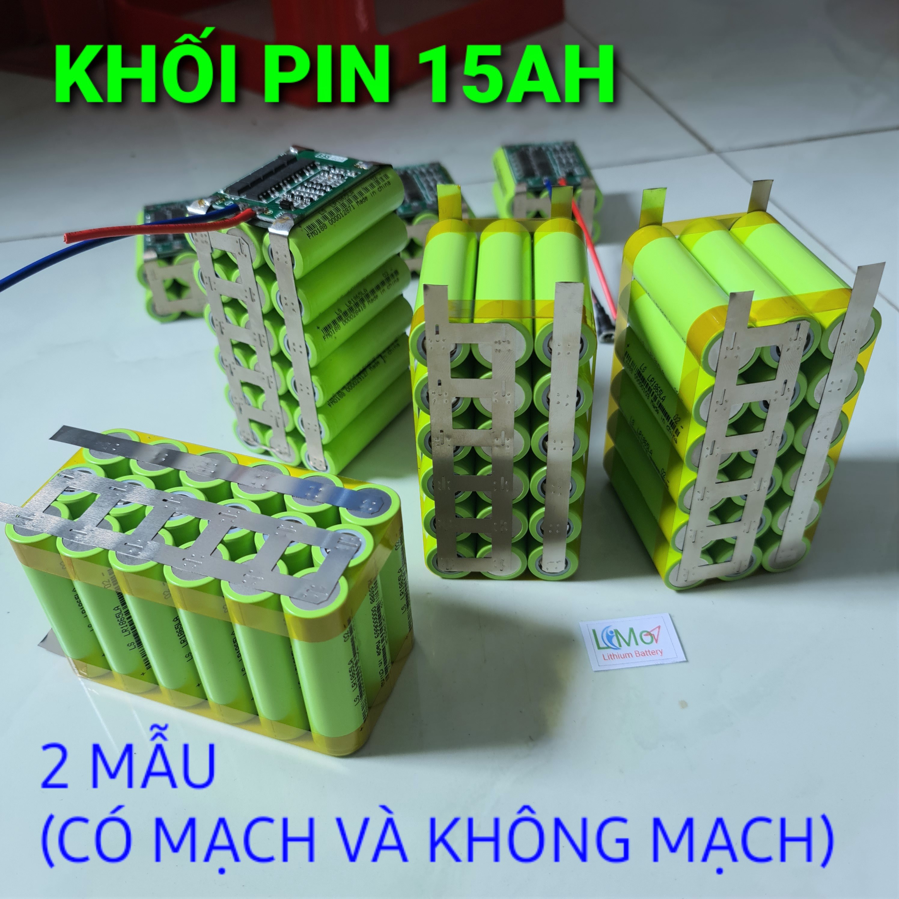 Khối pin 3S 12.6V 15AH/40A.Khối pin 3S đóng sẵn 2 mẫu (Có mạch bảo vệ và không mạch) Được đóng từ 18