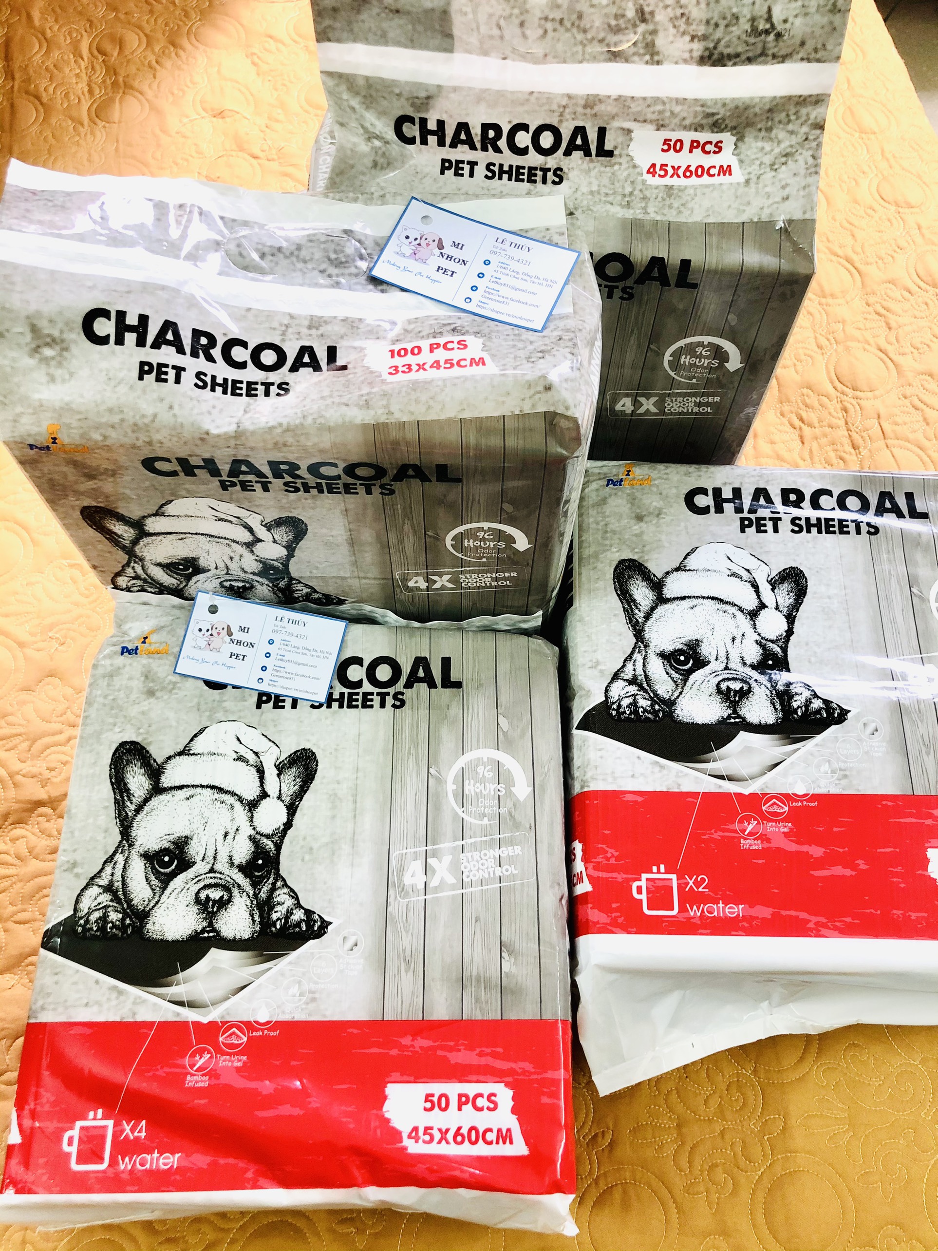 Thảm lót vệ sinh chó mèo Pet Training Pad Charcoal than hoạt tính cỡ S 33x45,l