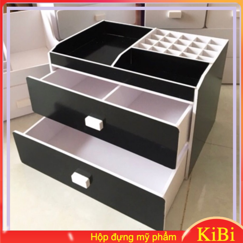 Kệ Đựng Mỹ Phẩm 2 ngăn đen - khay son