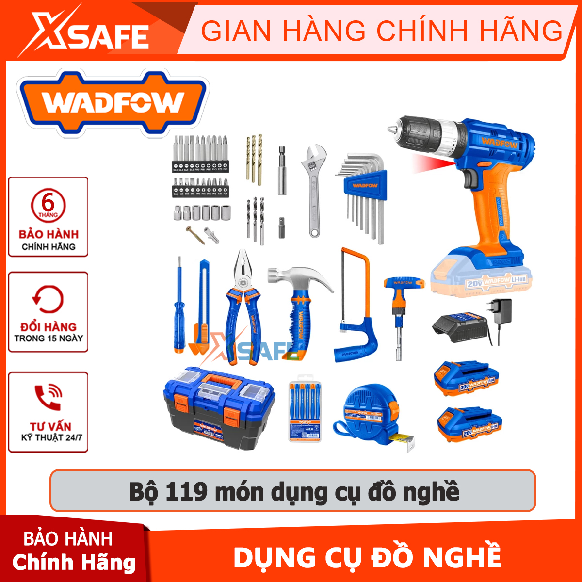 20V lithium ion battery hammer drill 119 pieces