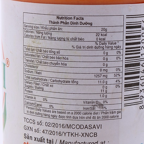 Com bo 2 chai muối chanh ớt DASAVI đỏ 260g