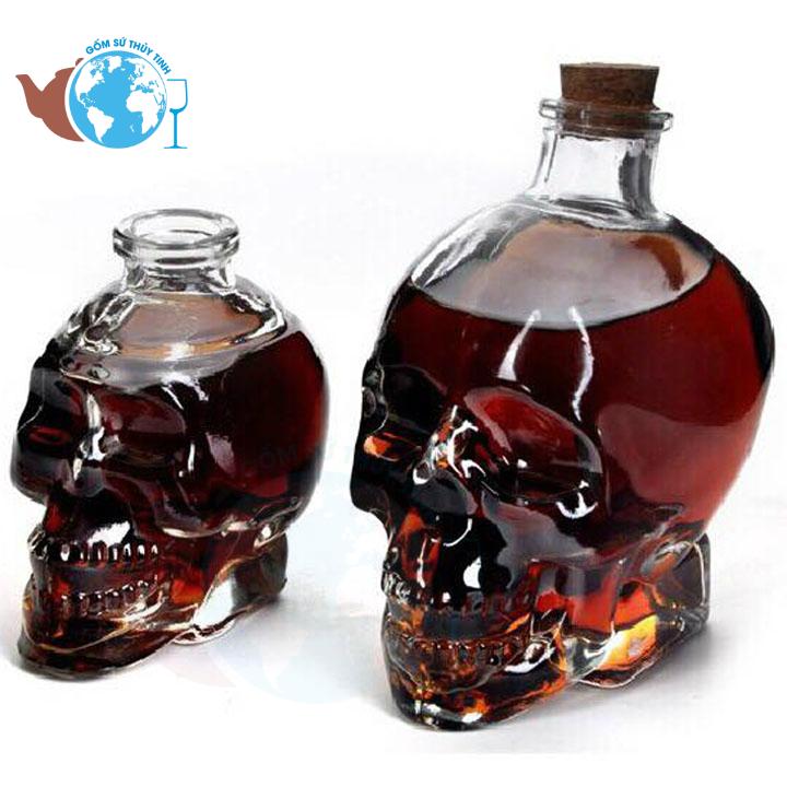 Bình thủy tinh đầu lâu 100ml nút bần - (Loại nhí)