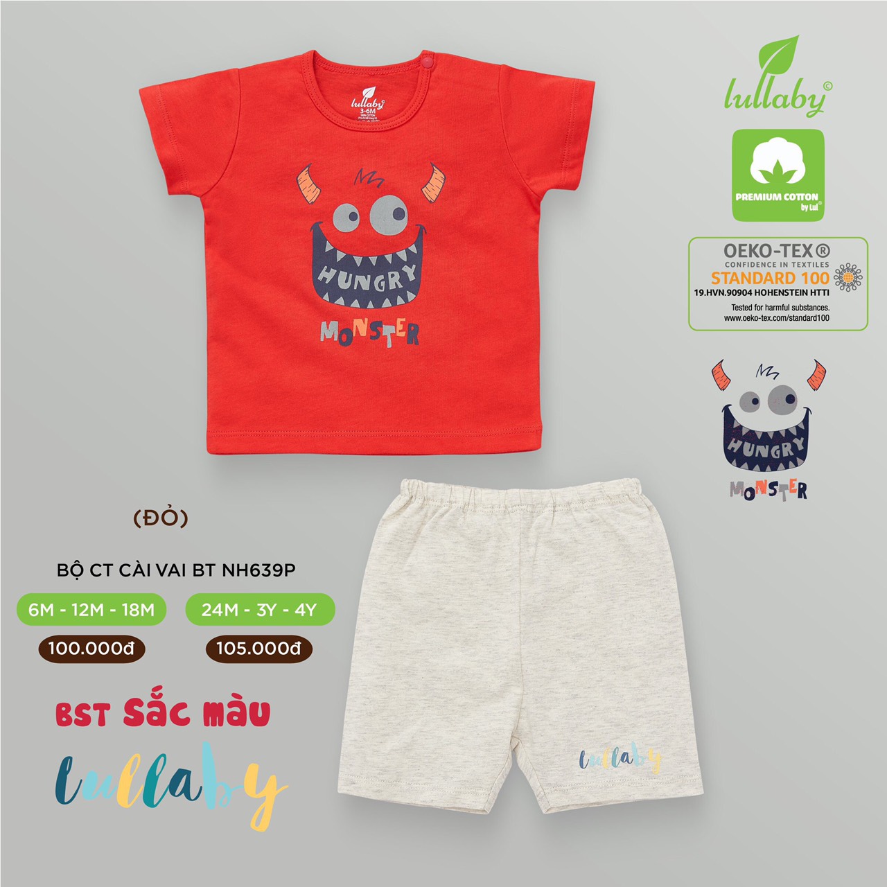 Bộ cộc tay cài vai bé trai Lullaby [NH639P] (Sz 6m-4y)
