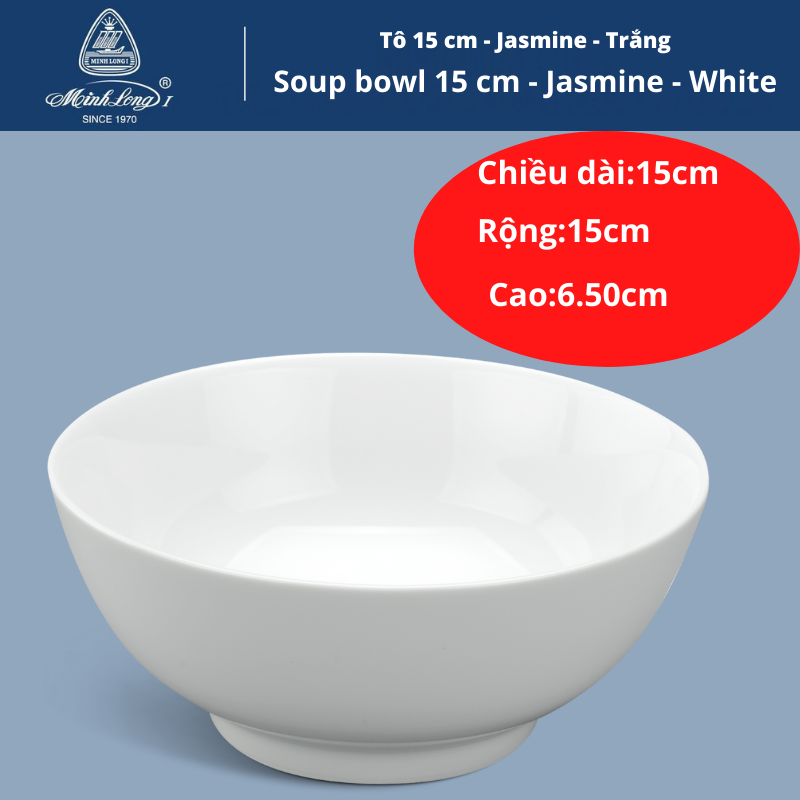 TÔ 15CM JASMINE TRẮNG- Gốm Sứ Minh Long