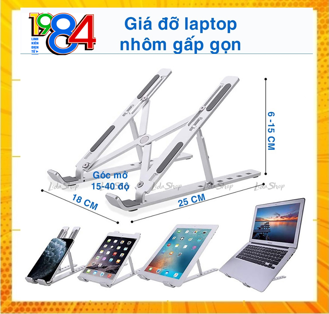 Giá Đỡ Laptop Nhôm Có Thể Gấp Gọn Dành Cho Macbook Ipad và máy tính xách tay