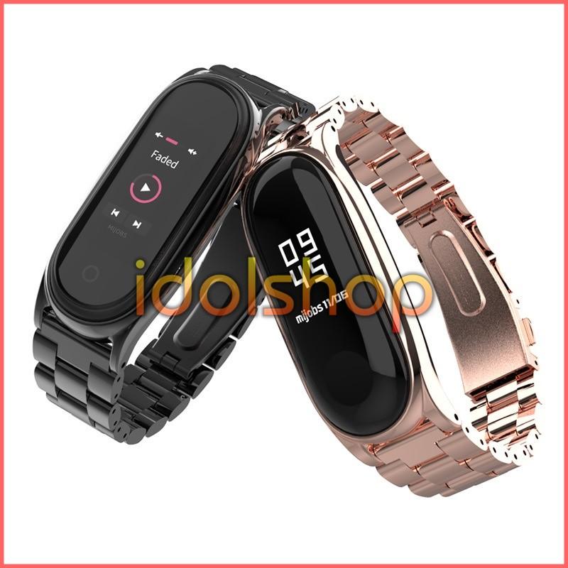 Dây đeo kim loại mắt to Xiaomi Miband 3/4 - Bản Plus