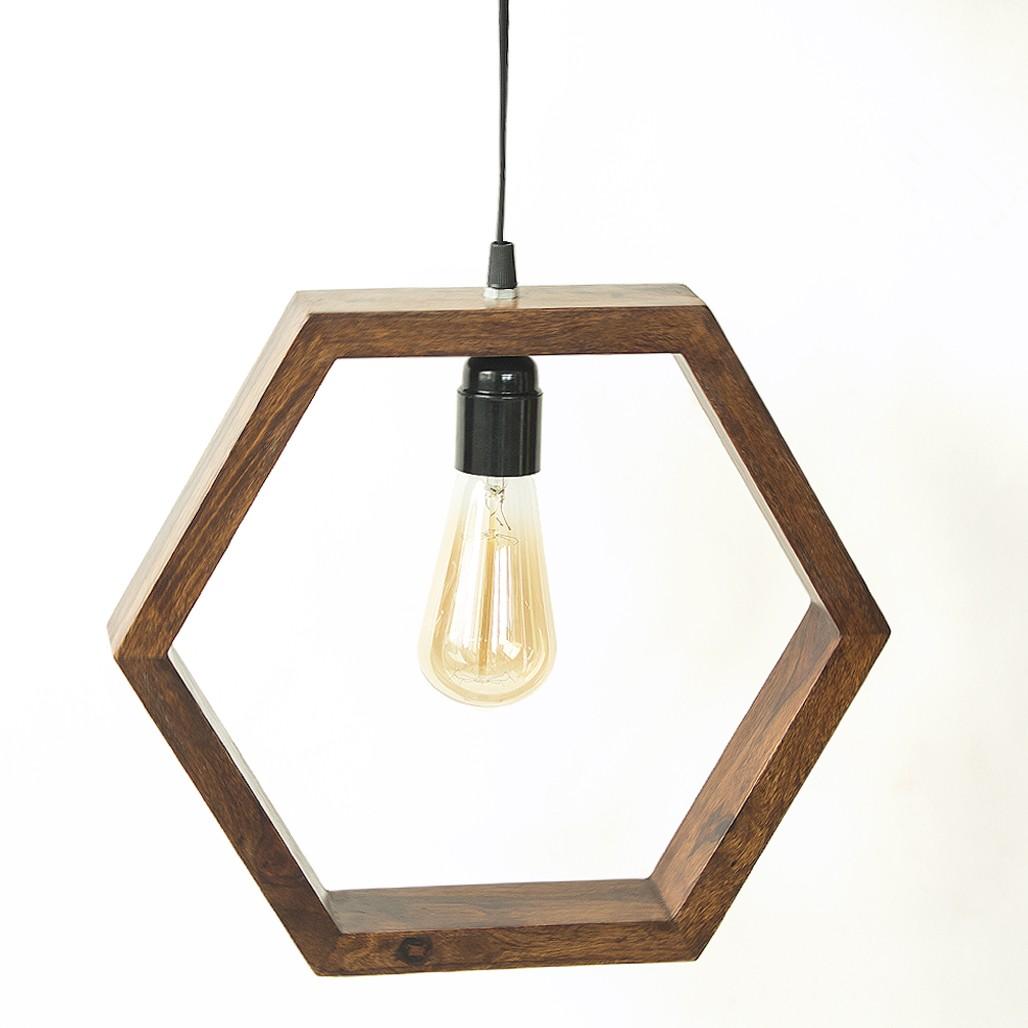 Đèn gỗ để bàn hình lục giác Wooden Hexagonal Lamp