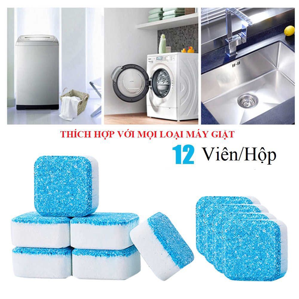 Hộp 12 Viên Tẩy Vệ Sinh Lồng Máy Giặt Công Nghệ Mới Diệt khuẩn 99% - Tẩy Cặn Bẩn Máy Giặt