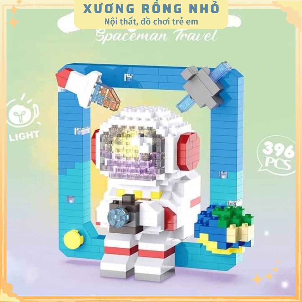 Mô hình phi hành gia có đèn Space bricks, đồ chơi lắp ráp Phi Hành Gia 3D Có Đèn