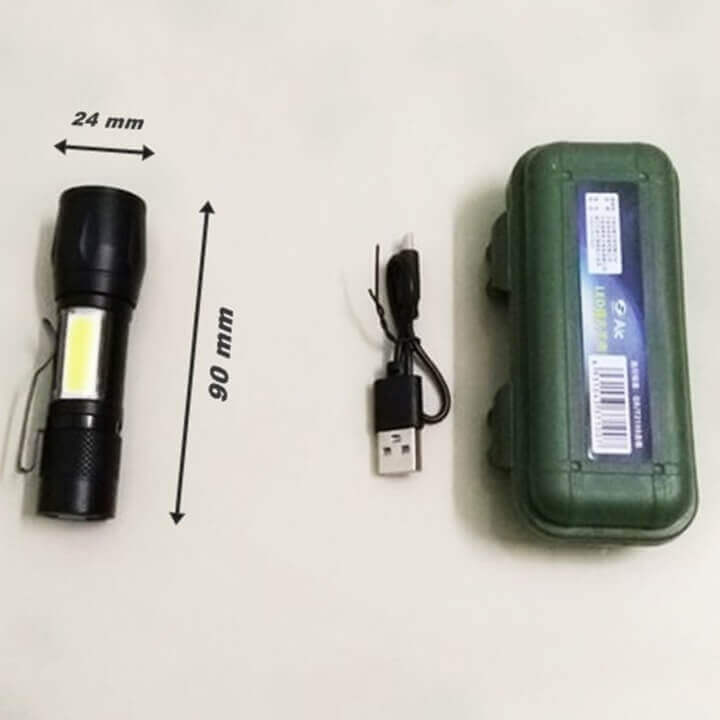 Đèn pin siêu sáng mini có zoom, 2 chế độ sáng xpe và cob