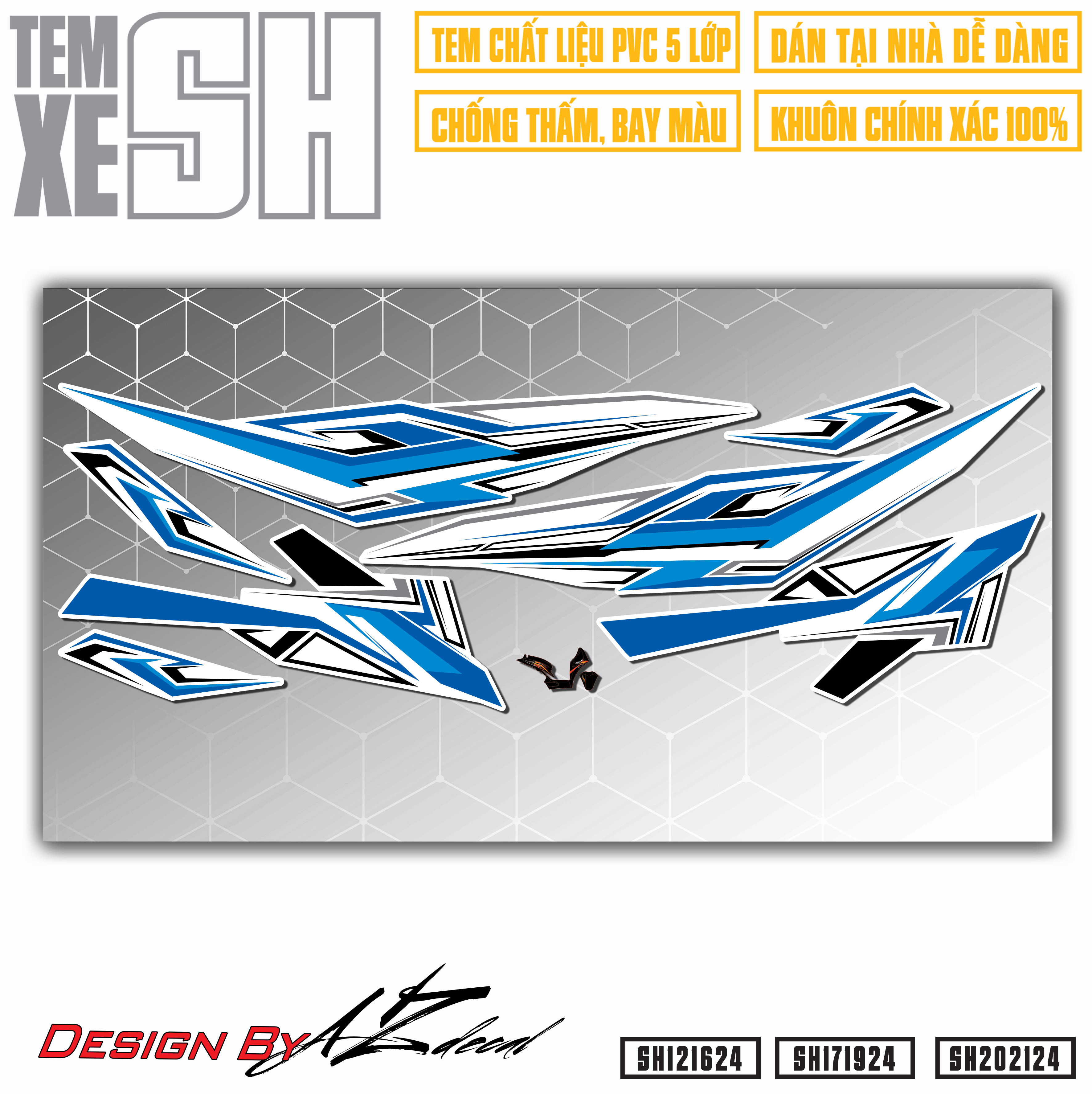 Tem Chế Xe SH Cách Điệu Dành Cho Đời Xe SH 2012 - 2022 | SH24 | Decal Rời Chất Liệu PVC Chống Nước, Bền Màu, Cắt Khuôn Rời Dễ Sử Dụng - Azdecal