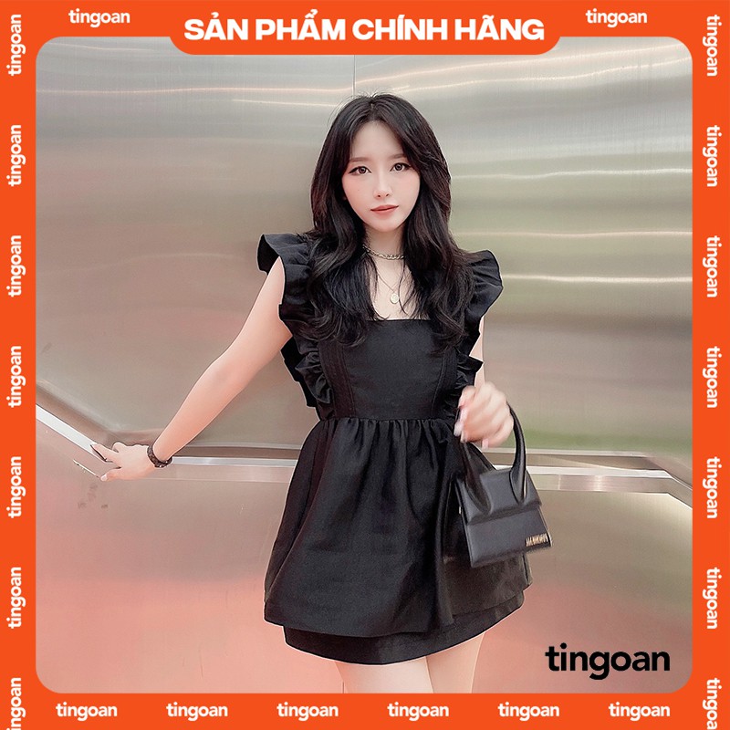 Áo tafta cổ vuông vai bèo babydoll đen tingoan SUNNY BLOUSE/BL