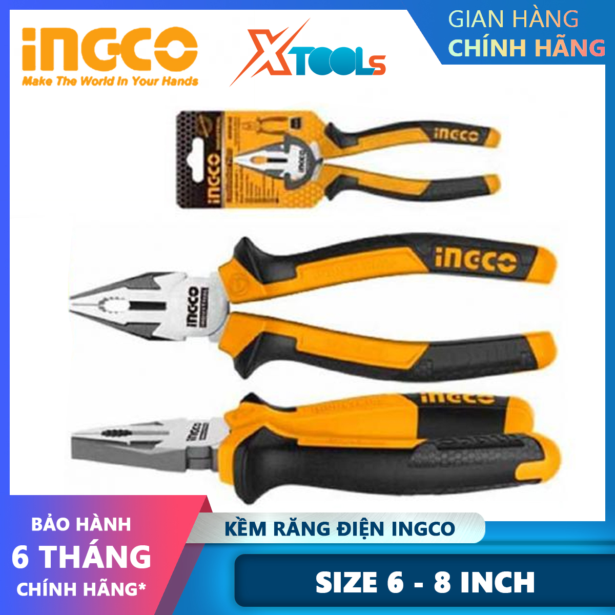 Dental pliers (electric) ingco | cutting pliers industrial size 6-8inch/160-200mm top nippers are polishing and anti-rust, used to clip, clip, paired devices [genuine] [XTools]