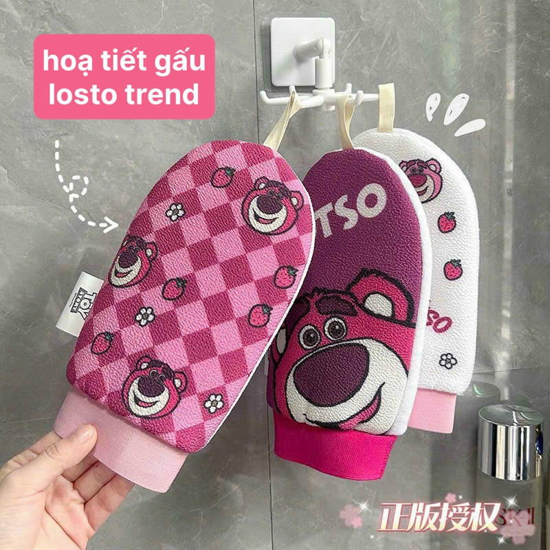 Găng Tay Tắm Tẩy Tế Bào Chết, Massage Cơ Thể Gấu Dâu Có Móc Treo, dụng cụ tẩy tế bào chết, găng tay tẩy tế bào chết, găng tay tắm tẩy tế bào chết, dụng cụ tẩy tế bào chết Massage , găng tay Massage