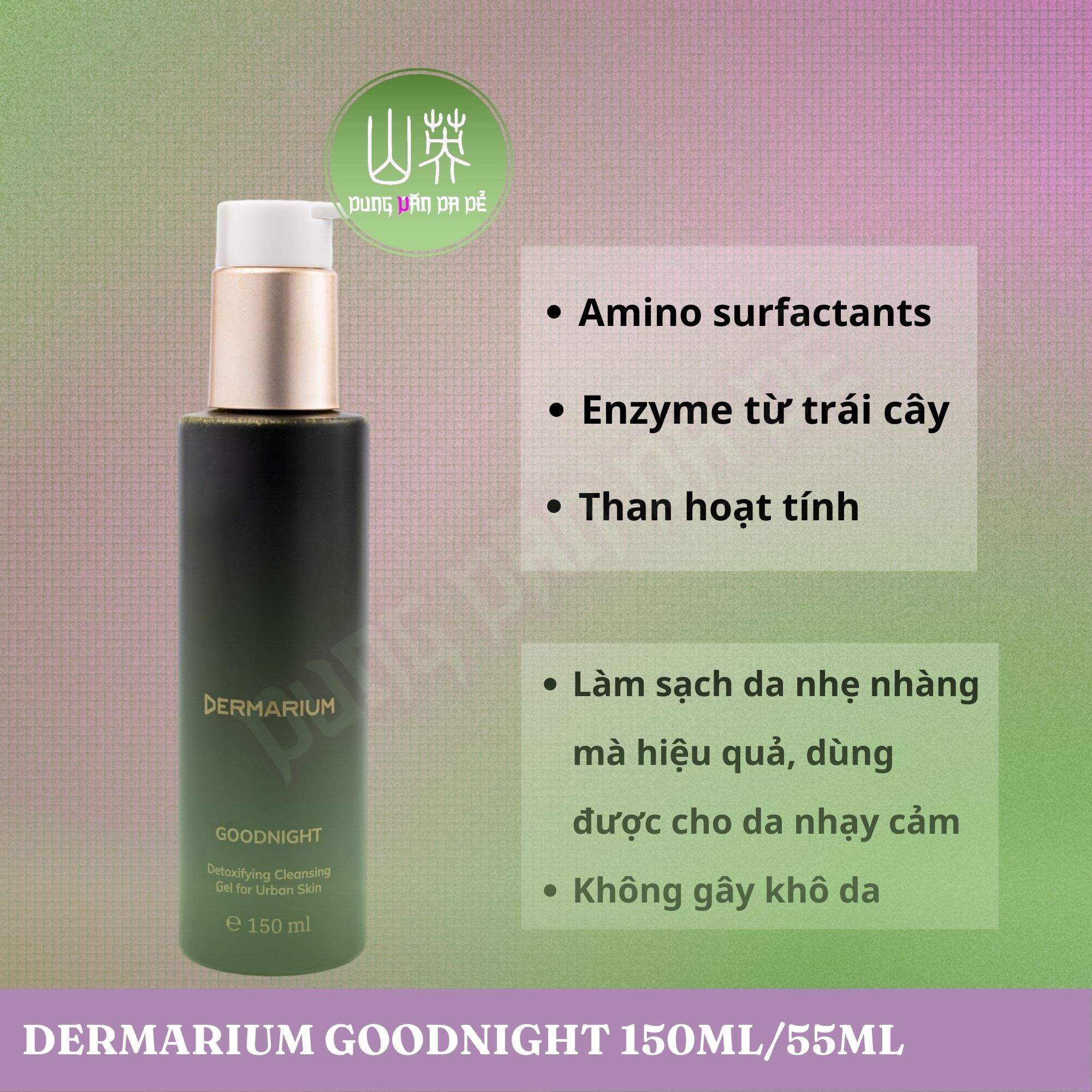 Dermarium Goodnight - Gel Rửa Mặt Than Hoạt Tính
