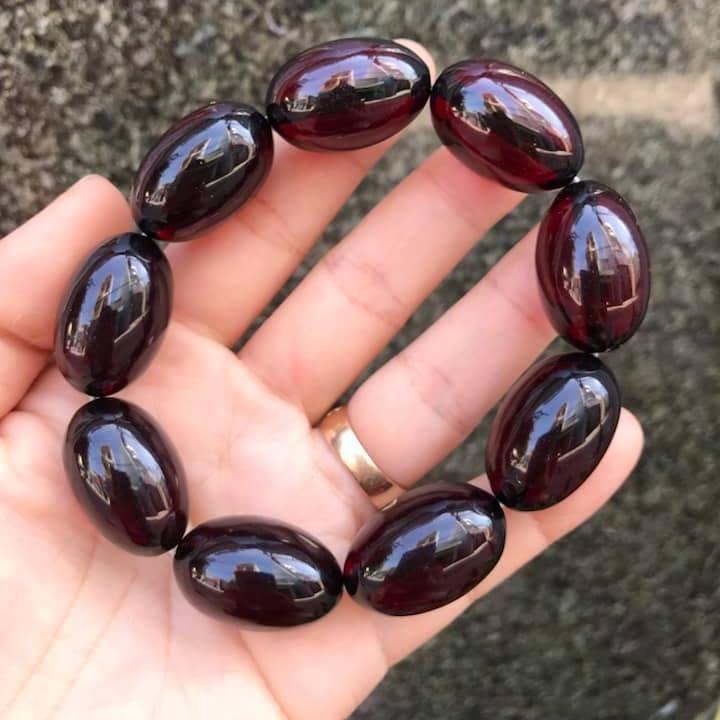 VÒNG TAY HỔ PHÁCH ĐỎ DẠNG  HẠT BẦU SIZE 16LY