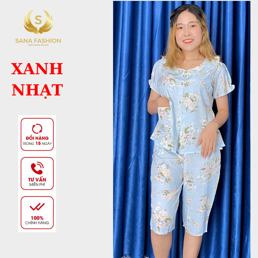 Quần áo ngủ đồ bộ mặc nhà nữ cao cấp chất lụa quần lửng LNS