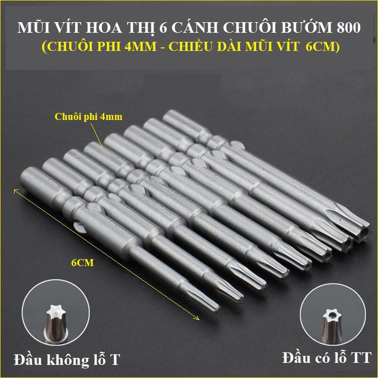 SV Mũi vít hoa thị 6 cánh 800 chuôi bướm phi 4mm