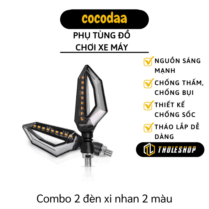 Đèn xi nhan - Combo 3 đèn xi nhan xe máy bóng led chạy đuổi gắn xe máy, chạy hiệu ứng kiểu mũi tên