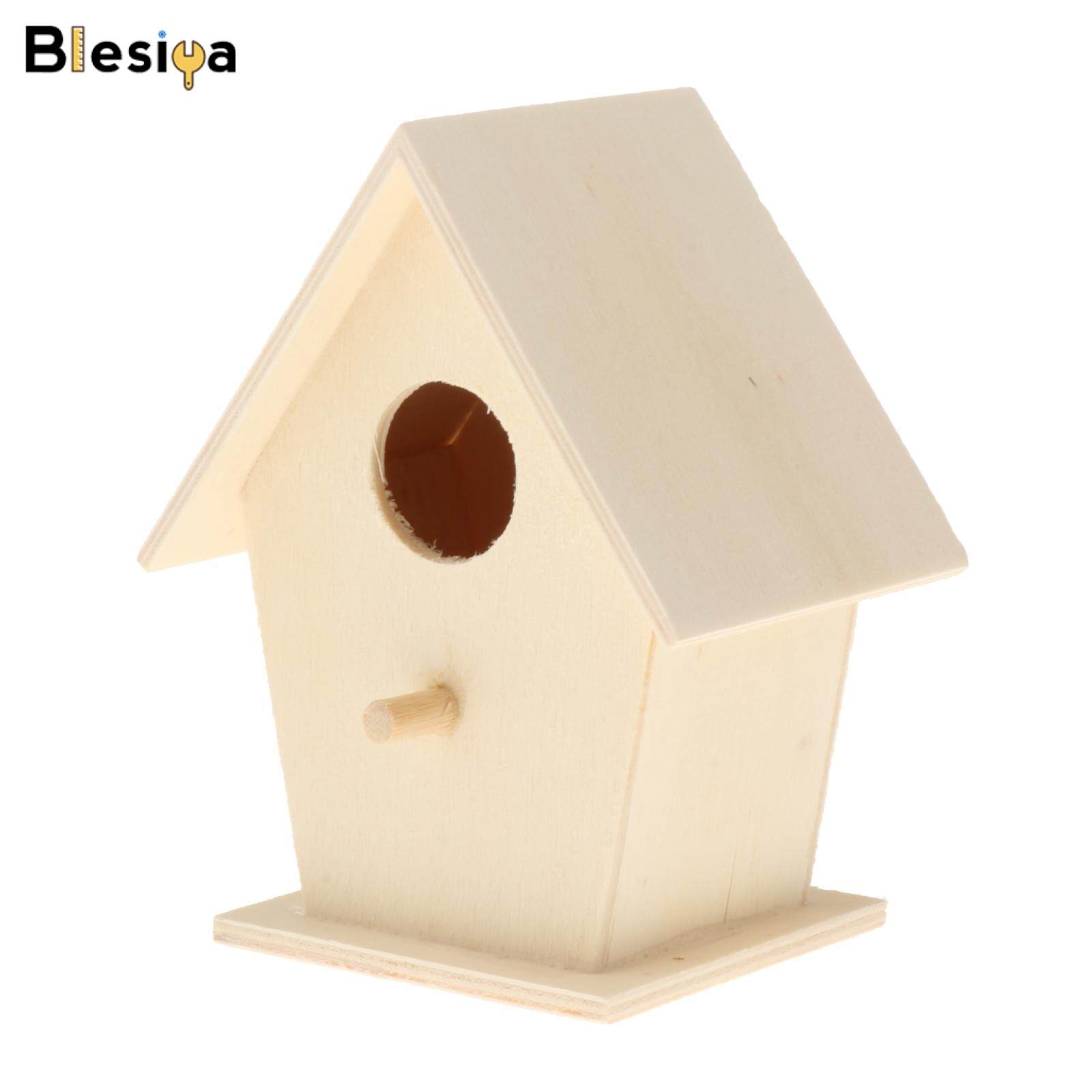 Blesiya Wooden Bird House for Outside,Bird Nesting Box,Unfinished Paintable