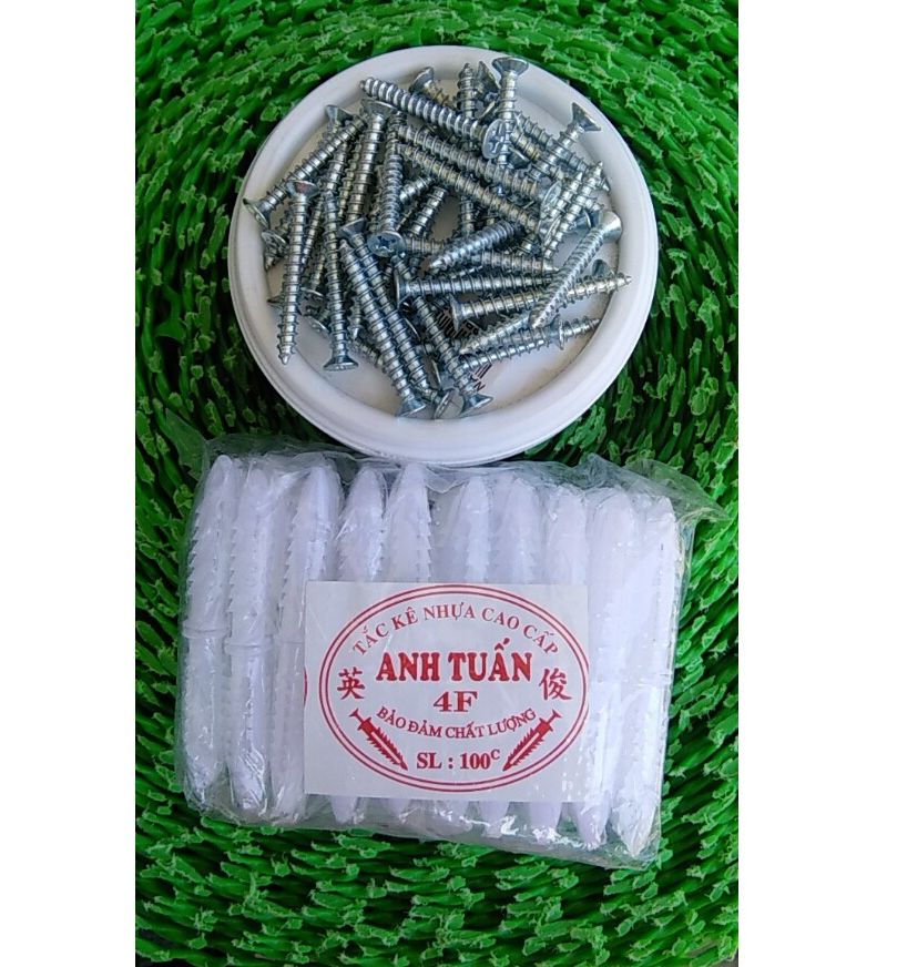 Combo 20 tắc kê nhựa 7 phân + 20 con vít pake