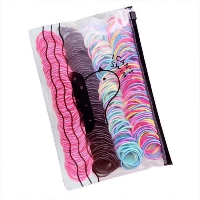 SET 500 DÂY CỘT TÓC NHIỀU MÀU CÓ TÚI ZIP