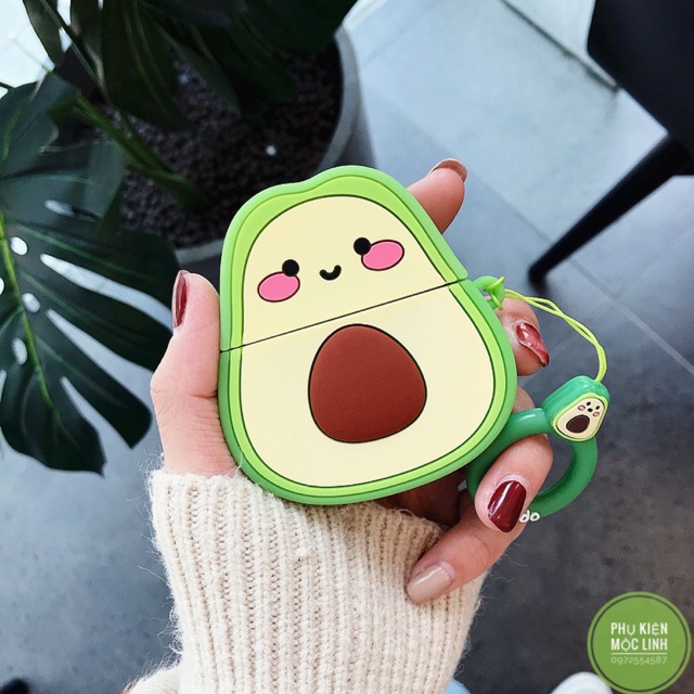 [Hàng Mới Về] Case Vỏ Bao Airpods Đựng Tai Nghe Airpod 1 2 3 Pro Quả bơ số 4 Cover i11 i12...Avocado tặng kèm móc