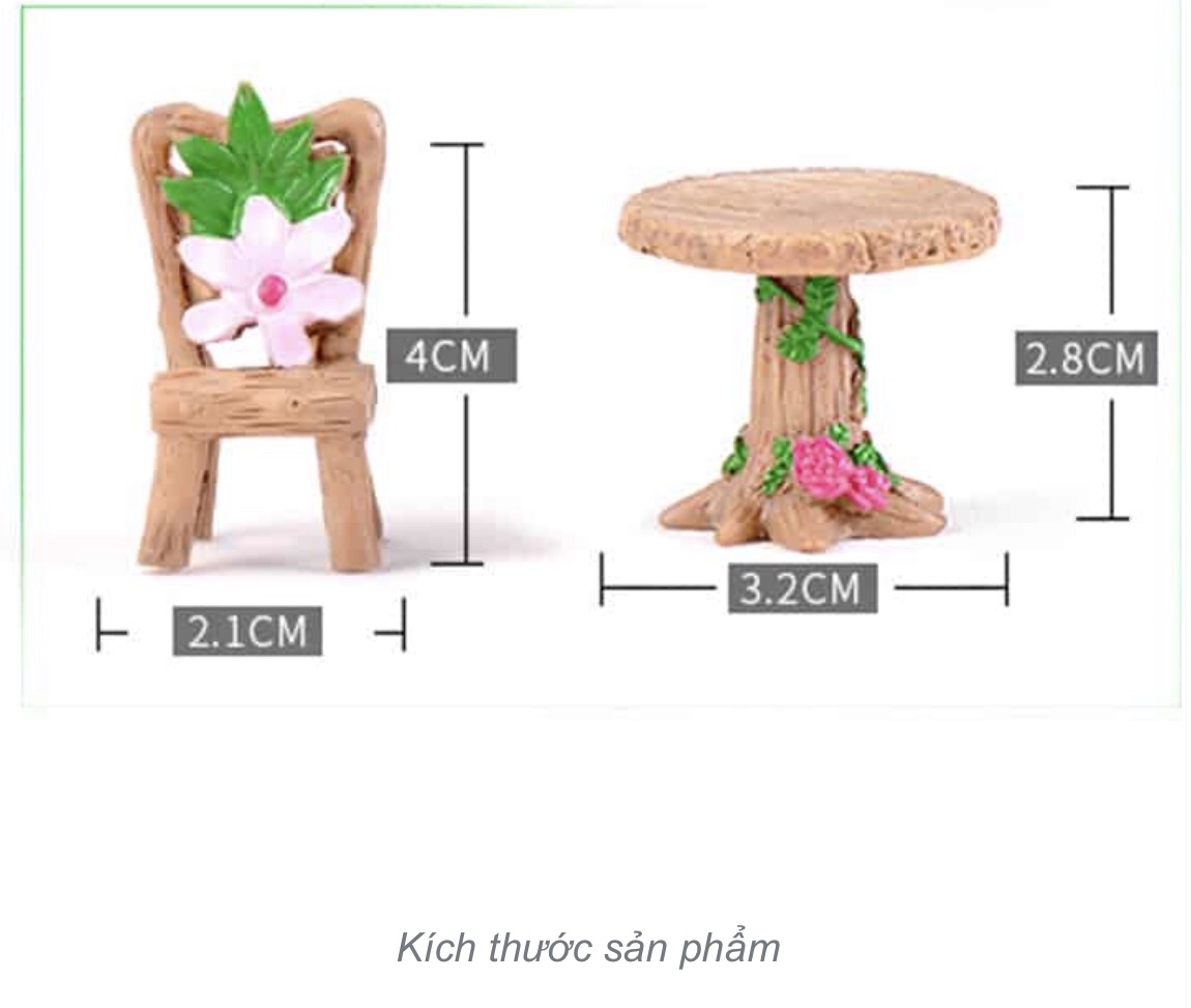 Phụ kiện bàn ghế gỗ (1bàn 2 ghế)
