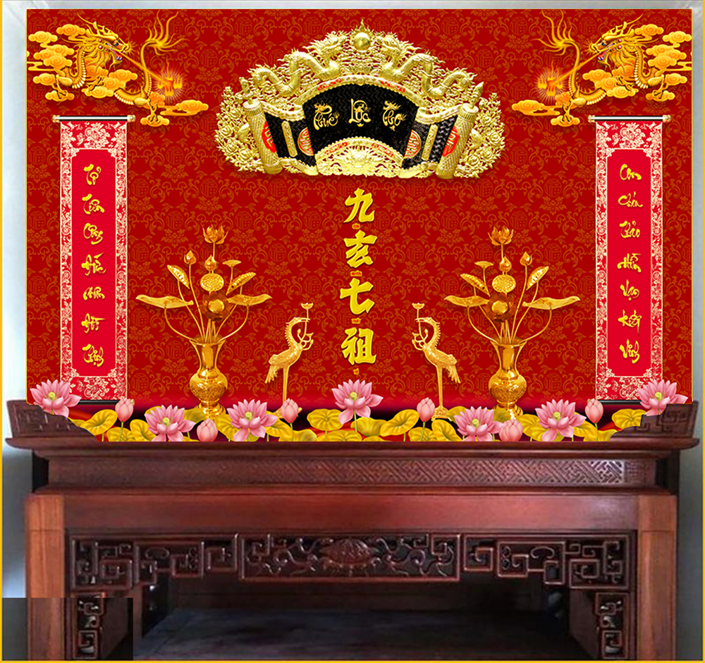 Tranh 3D dán tường Cửu Huyền Thất Tổ