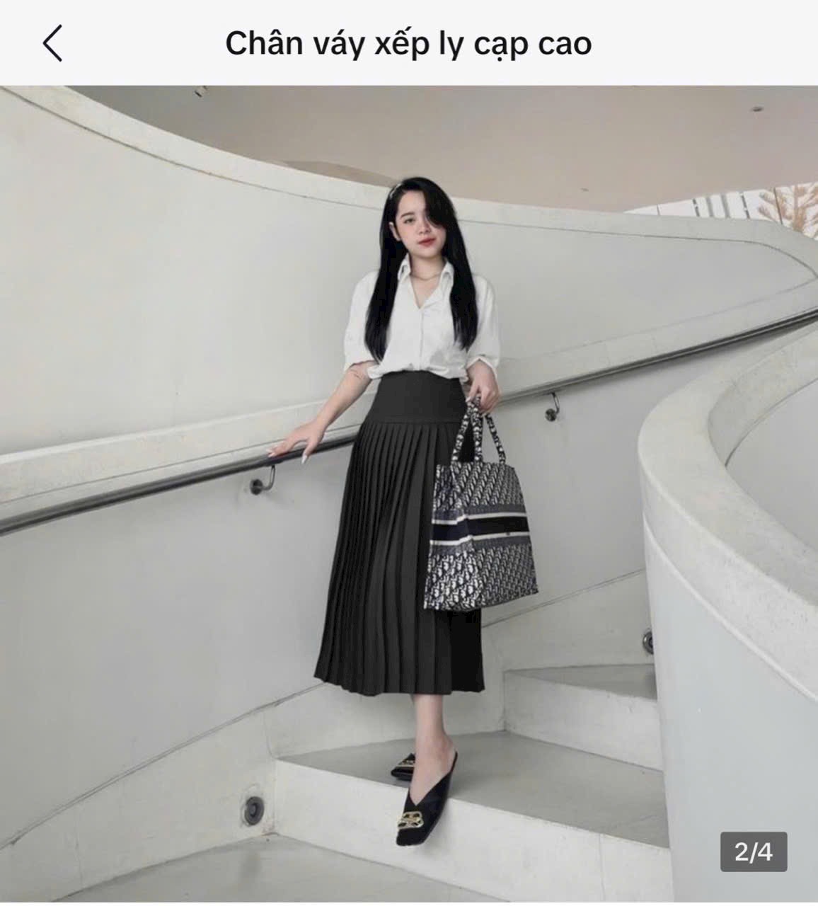 Chân váy công sở xếp ly cạp cao dáng dài dễ phối đồ-KTSM