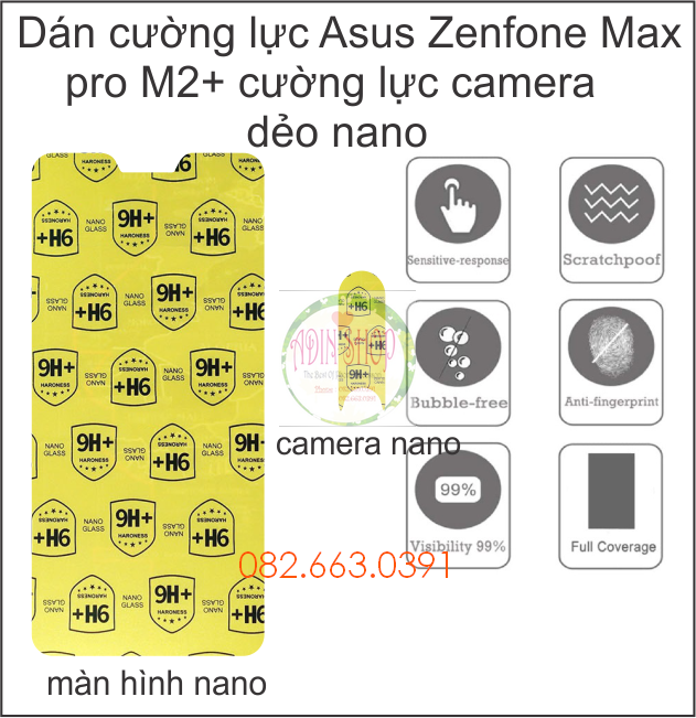 [HCM]Dán cường lực màn hình và camera Asus Zenfone Max M2 pro nano
