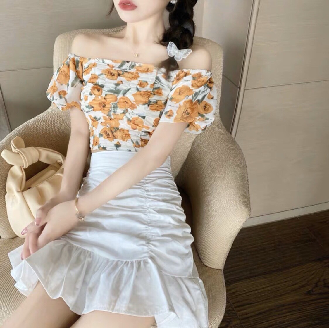 Chân Váy Đuôi Cá Nhún Bèo Siêu Xinh