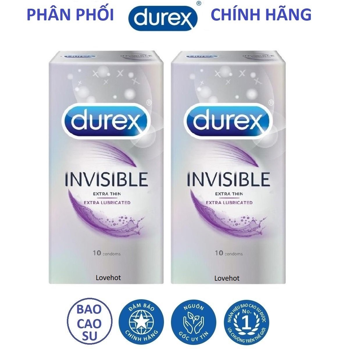 [HCM]Combo 2 hộp bao cao su Durex Invisible hộp 10 chiếc