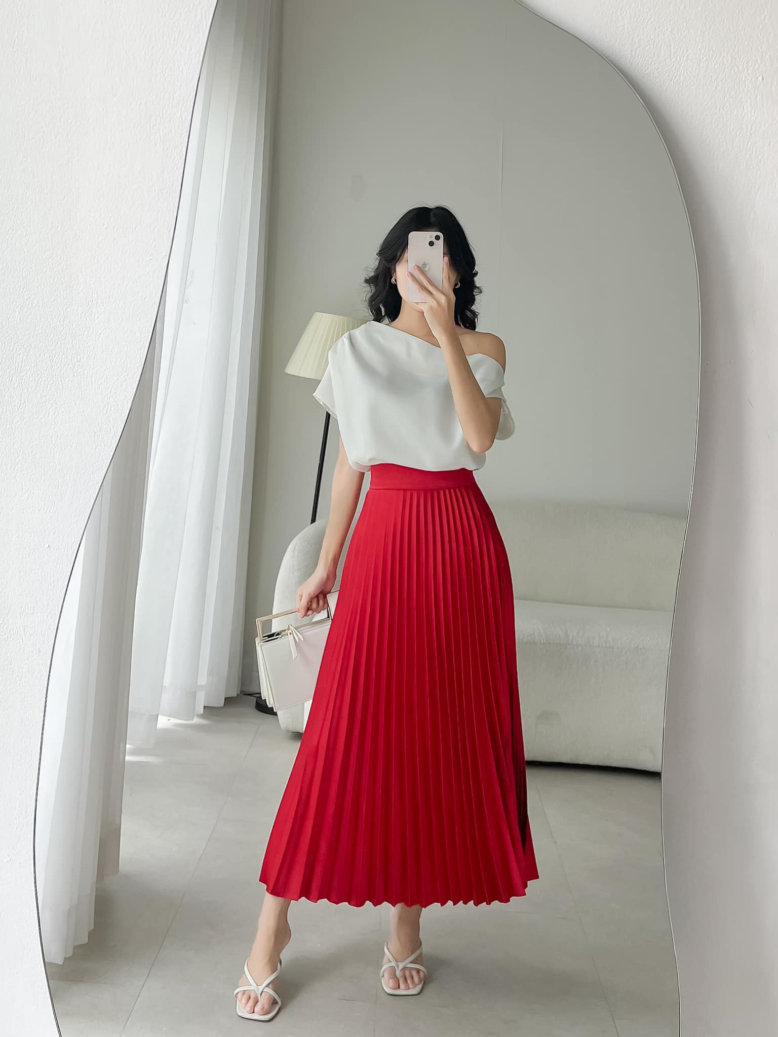 VELLE DESIGN chân váy dập li Cenna chất lụa mango cao cấp mượt mát không nhăn.