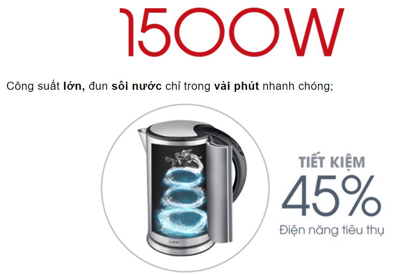 Ấm đun siêu tốc SATO ST-668(P) 1.8L (INOX)