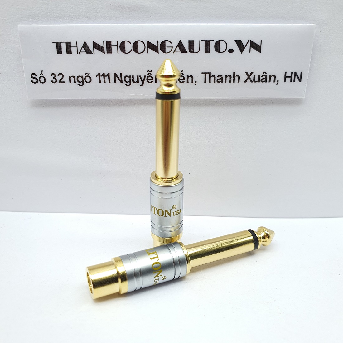 Combo 02 Jack chuyển audio 6.35/6.5mm ra AV/RCA Mono gold 24K Liton USA
