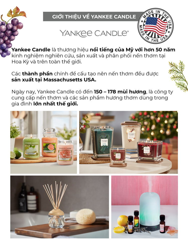 Tinh dầu tán hương Yankee Candle (nhiều mùi tùy chọn)