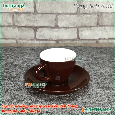 [70ML] Ly sứ uống cafe Espresso màu Cà phê Gốm Bát Tràng