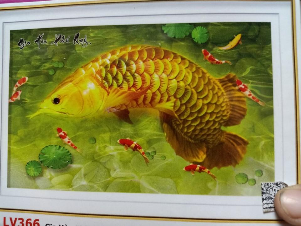Tranh đính đá 5d cá chép Gia Hòa Phú Quý LV366 kích thước 115x75 cm