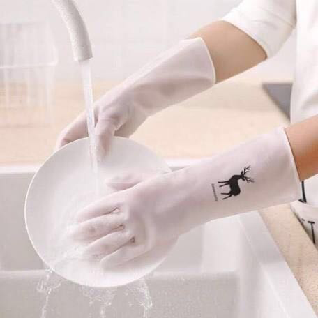 Bao Tay Rửa Chén Cao Su Hình Hươu Siêu Dai, Găng tay cao su tiện dụng bảo vệ tay